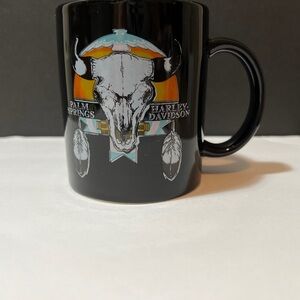 Harley Davidson Coffee Mug Palm Springs Black Western Theme Bull